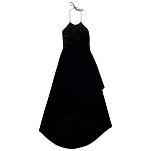 Vintage High Neck Black Formal Floor Length Gown